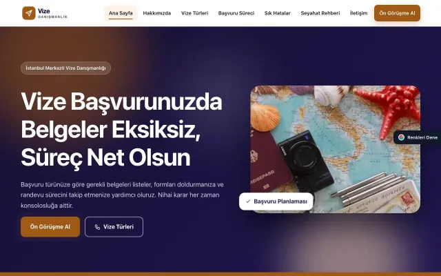 Vize Danışmanlığı için Hareketli Lacivert Turuncu – Vize Danışmanlığı Web Sitesi ana sayfa görünümü