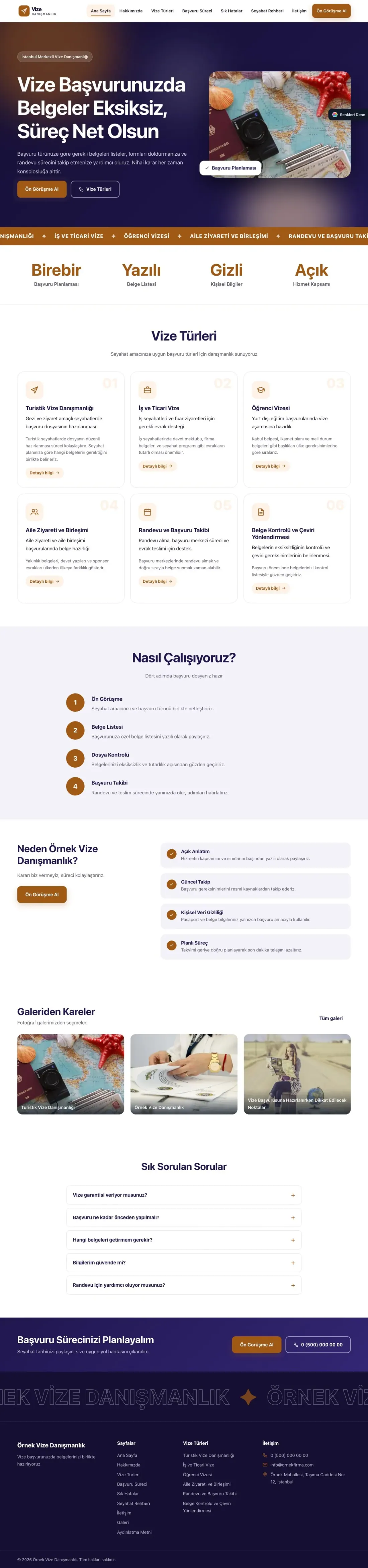 Vize Danışmanlığı için Hareketli Lacivert Turuncu – Vize Danışmanlığı Web Sitesi ana sayfa görünümü