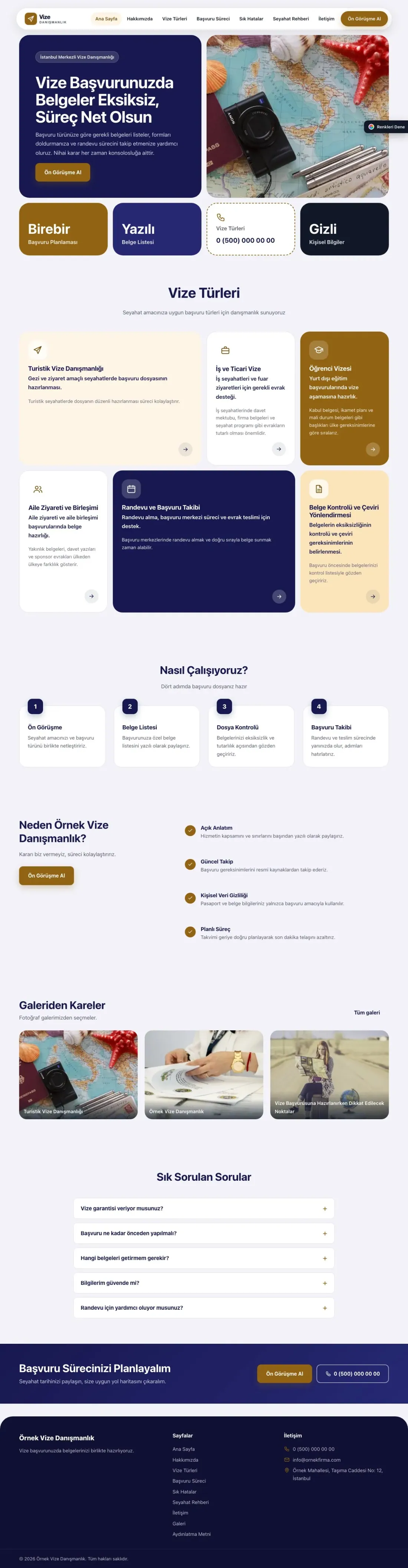 Vize Danışmanlığı için Mozaik Lacivert Turuncu – Vize Danışmanlığı Web Sitesi ana sayfa görünümü