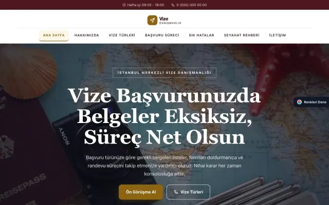Vize Danışmanlığı için Zigzag Bordo Amber – Vize Danışmanlığı Web Sitesi ana sayfa görünümü