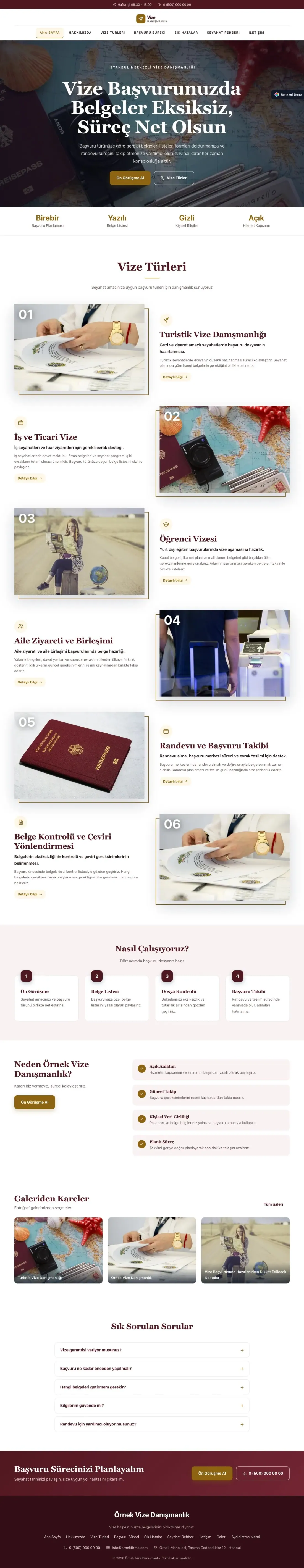 Vize Danışmanlığı için Zigzag Bordo Amber – Vize Danışmanlığı Web Sitesi ana sayfa görünümü