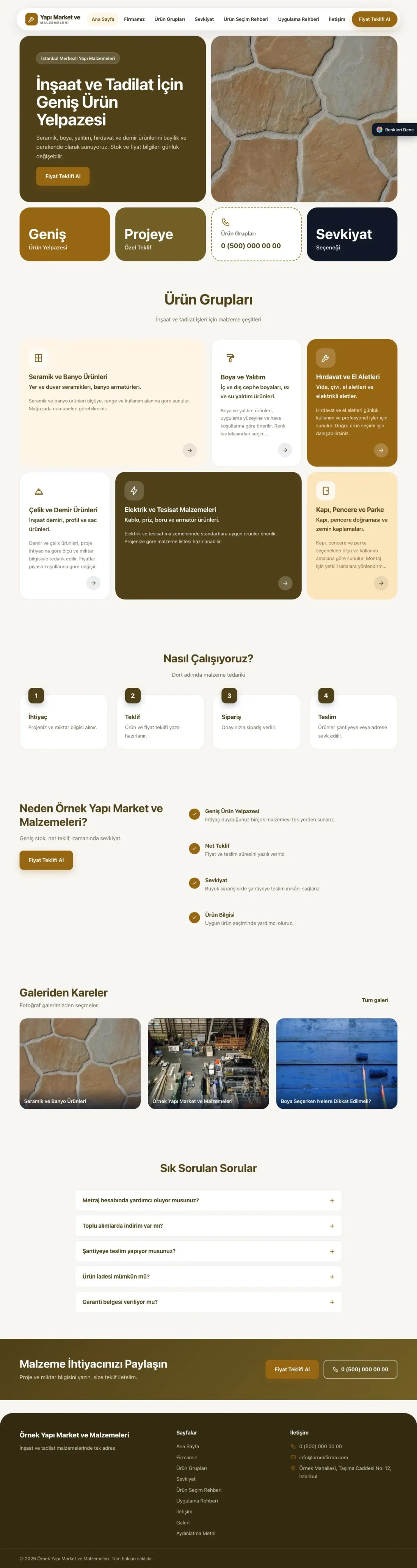 Yapı Malzemeleri için Mozaik Kahve Turuncu – Yapı Malzemeleri Web Sitesi ana sayfa görünümü