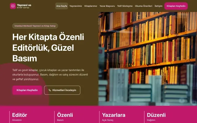 Yayınevi ve Kitap Satışı için Blok Kahve Pembe – Yayınevi ve Kitap Satışı Web Sitesi ana sayfa görünümü