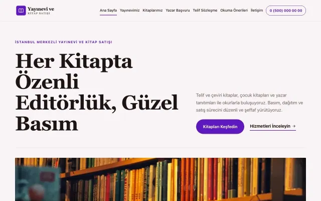 Yayınevi ve Kitap Satışı için Dergi Editoryal Bordo Mor – Yayınevi ve Kitap Satışı Web Sitesi ana sayfa görünümü