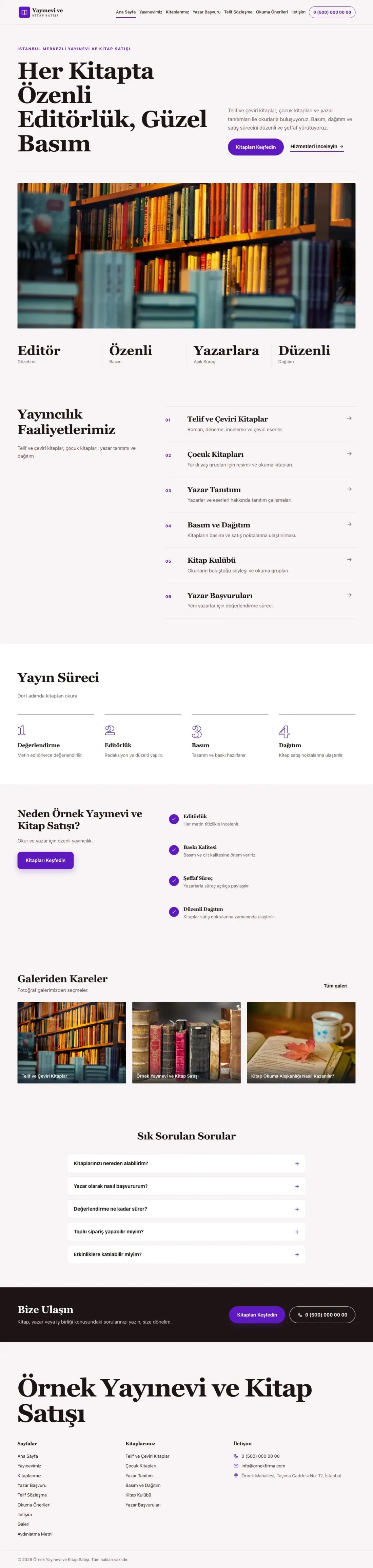 Yayınevi ve Kitap Satışı için Dergi Editoryal Bordo Mor – Yayınevi ve Kitap Satışı Web Sitesi ana sayfa görünümü