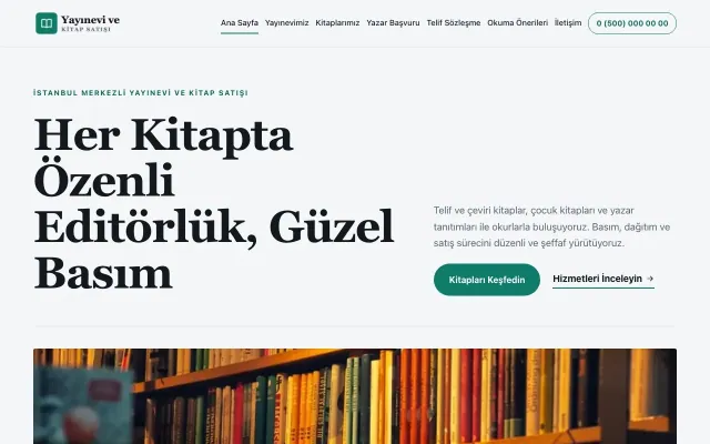 Yayınevi ve Kitap Satışı için Dergi Editoryal Mavi Turkuaz – Yayınevi ve Kitap Satışı Web Sitesi ana sayfa görünümü