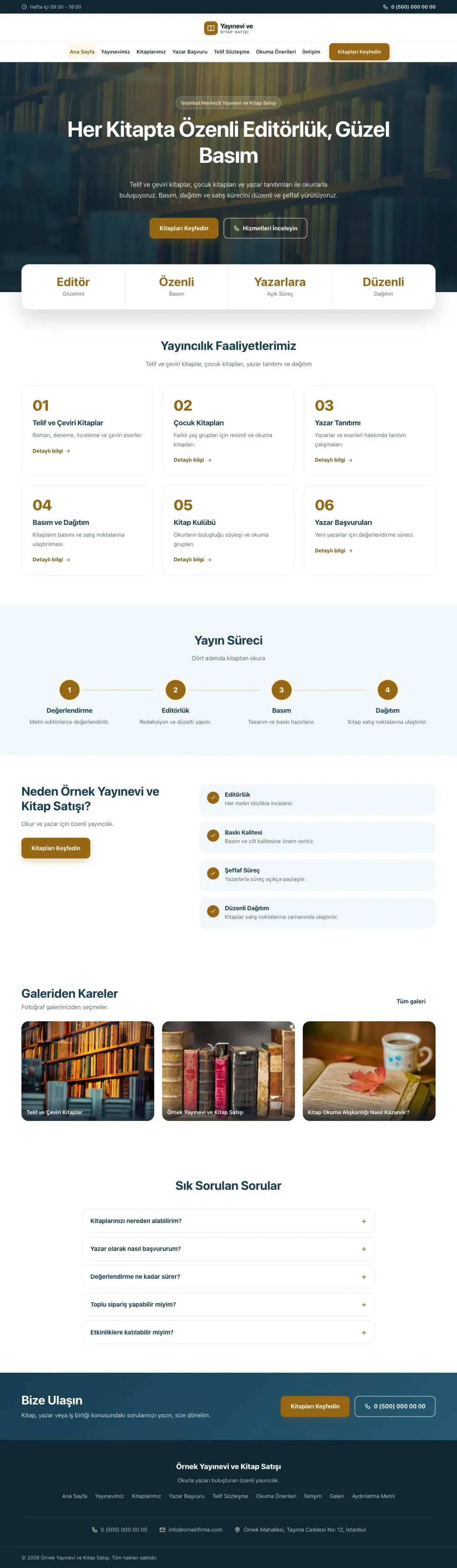 Yayınevi ve Kitap Satışı için Merkez Mavi Turuncu – Yayınevi ve Kitap Satışı Web Sitesi ana sayfa görünümü