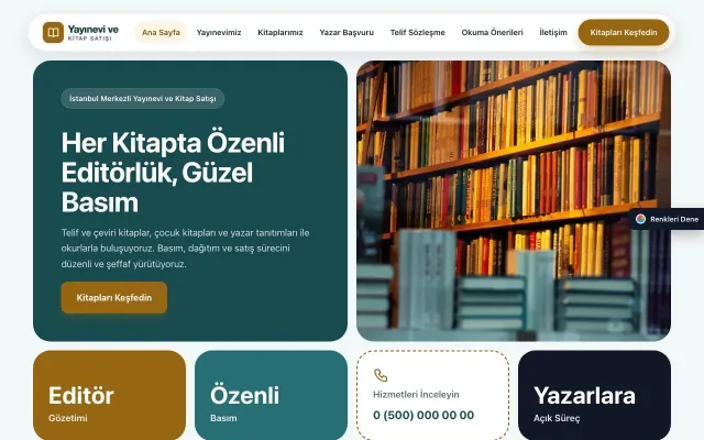 Yayınevi ve Kitap Satışı için Mozaik Petrol Turuncu – Yayınevi ve Kitap Satışı Web Sitesi ana sayfa görünümü