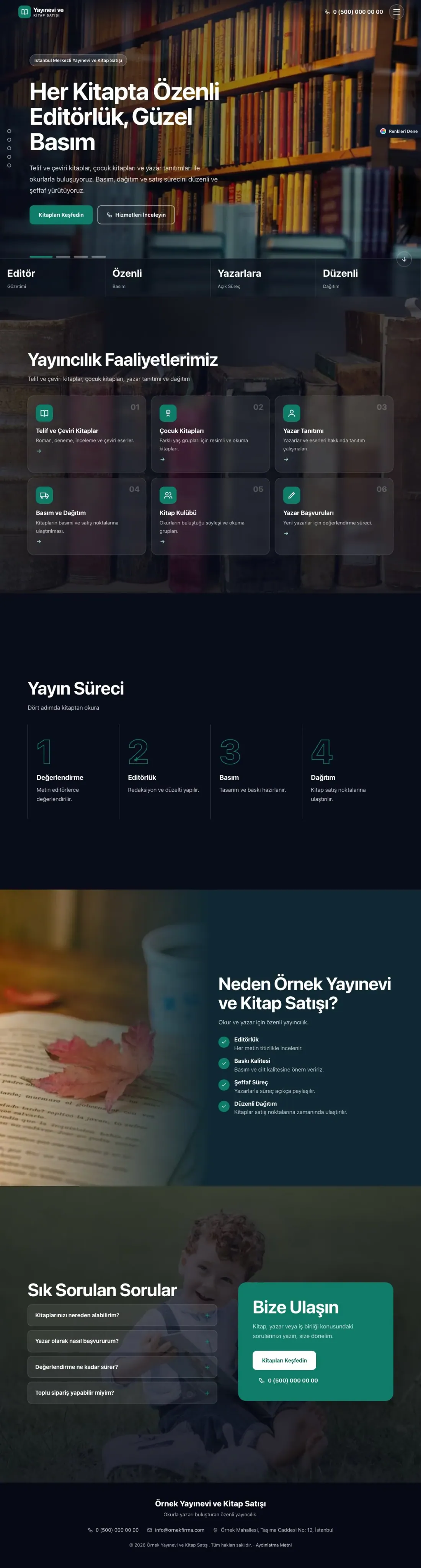 Yayınevi ve Kitap Satışı için Tam Ekran Mavi Turkuaz – Yayınevi ve Kitap Satışı Web Sitesi ana sayfa görünümü