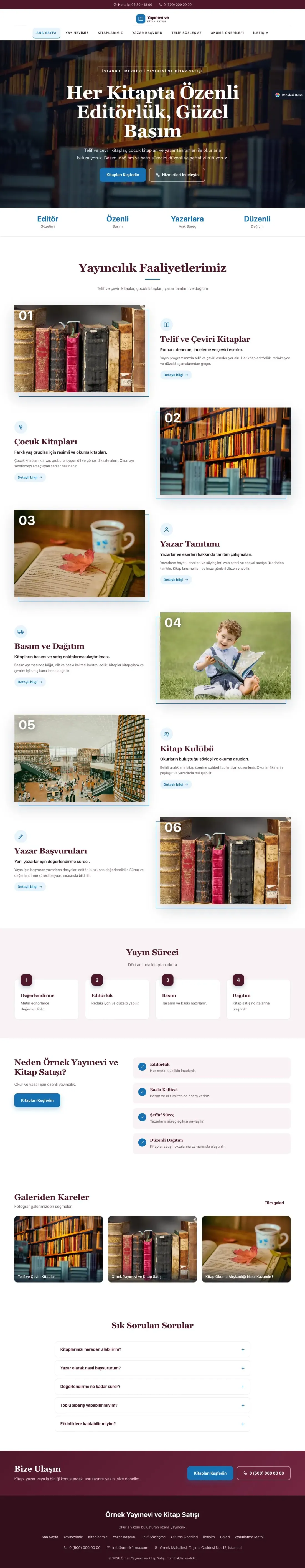 Yayınevi ve Kitap Satışı için Zigzag Bordo Mavi – Yayınevi ve Kitap Satışı Web Sitesi ana sayfa görünümü