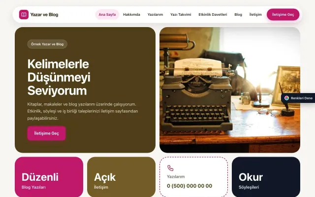 Yazar ve Blog için Mozaik Kahve Pembe – Yazar ve Blog Web Sitesi ana sayfa görünümü