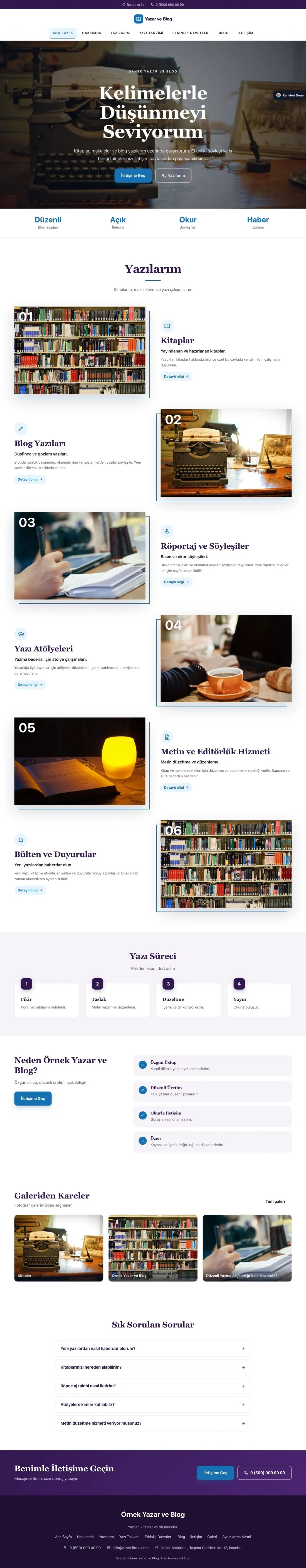 Yazar ve Blog için Zigzag Mor Mavi – Yazar ve Blog Web Sitesi ana sayfa görünümü