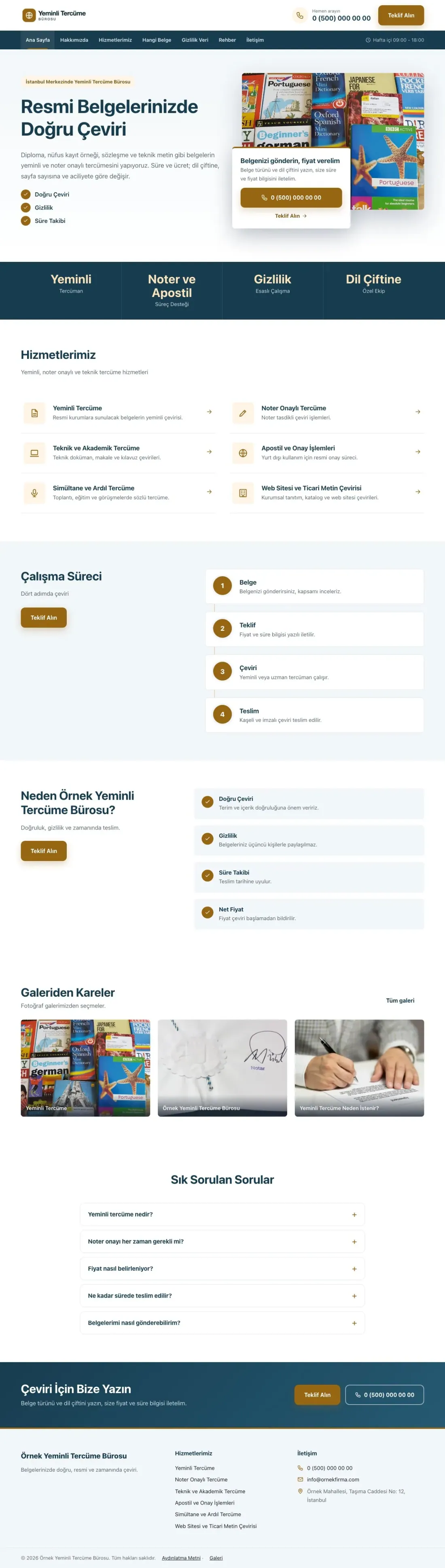 Yeminli Tercüme Bürosu için Bölünmüş Mavi Turuncu – Yeminli Tercüme Bürosu Web Sitesi ana sayfa görünümü