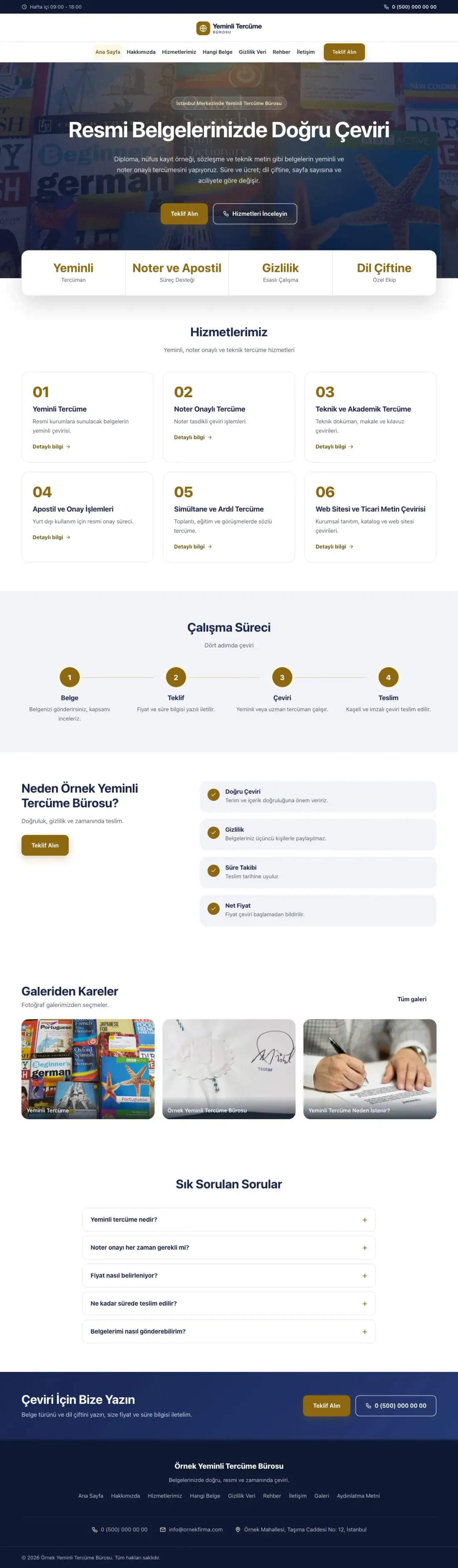 Yeminli Tercüme Bürosu için Merkez Lacivert Amber – Yeminli Tercüme Bürosu Web Sitesi ana sayfa görünümü