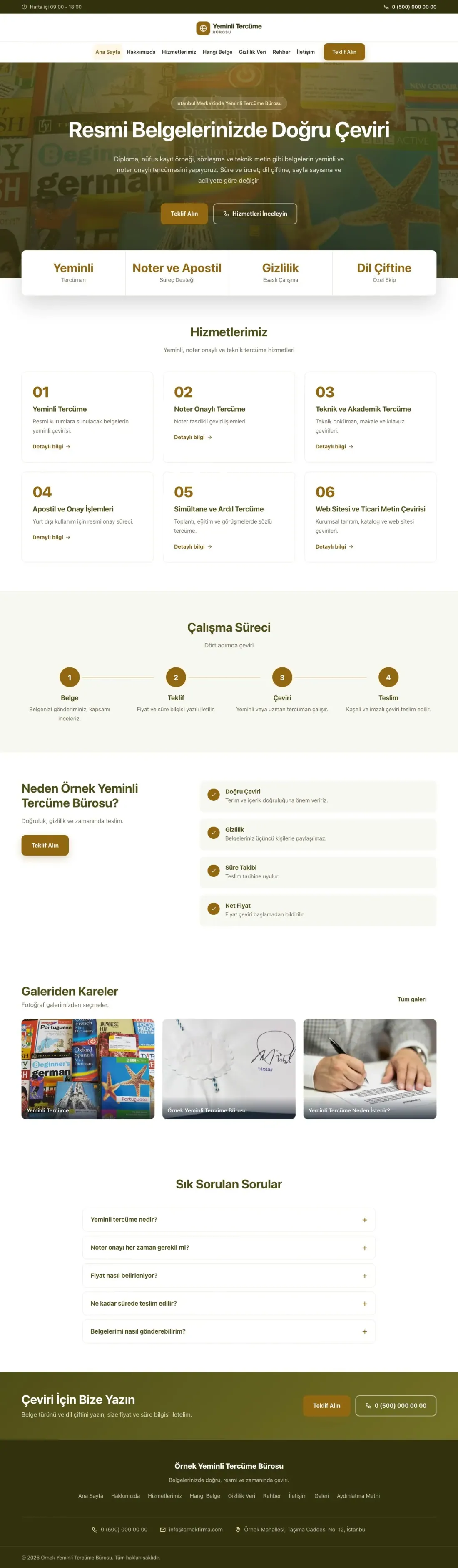 Yeminli Tercüme Bürosu için Merkez Zeytin Amber – Yeminli Tercüme Bürosu Web Sitesi ana sayfa görünümü