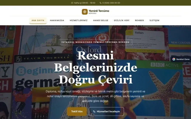Yeminli Tercüme Bürosu için Zigzag Zeytin Amber – Yeminli Tercüme Bürosu Web Sitesi ana sayfa görünümü