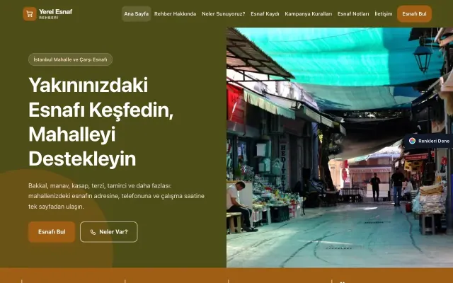 Yerel Esnaf Rehberi için Blok Zeytin Turuncu – Yerel Esnaf Rehberi Web Sitesi ana sayfa görünümü