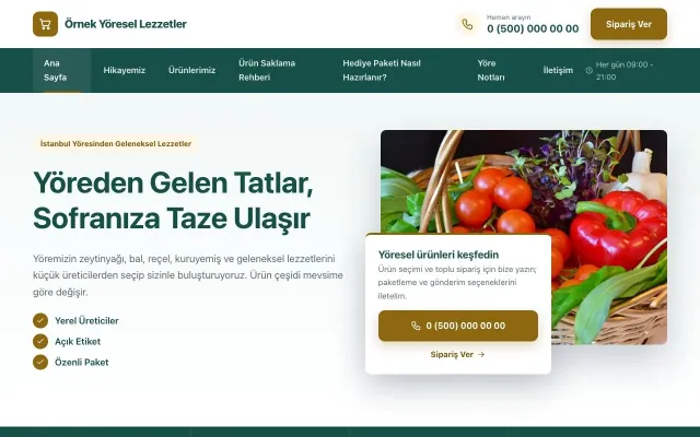 Yöresel Lezzetler için Bölünmüş Petrol Amber – Yöresel Lezzetler Web Sitesi ana sayfa görünümü
