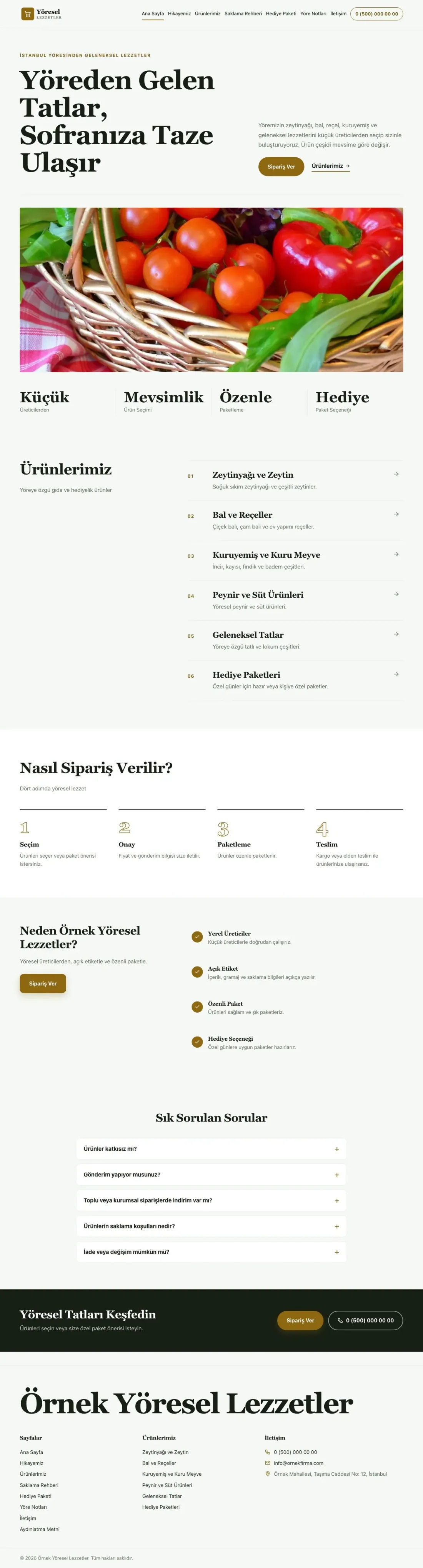 Editoryal Yeşil Amber – Yöresel Lezzetler Web Sitesi ana sayfa görünümü