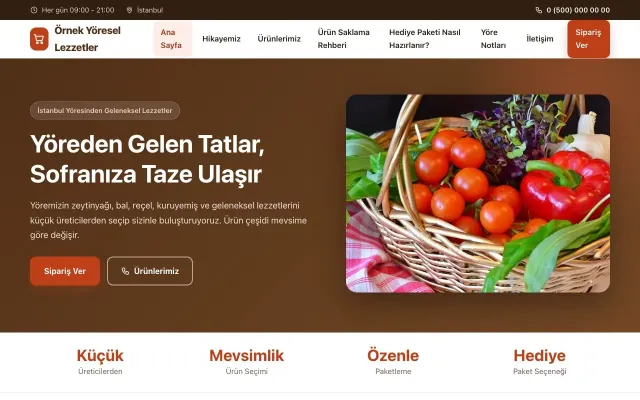 Yöresel Lezzetler için Klasik Kahve Turuncu – Yöresel Lezzetler Web Sitesi ana sayfa görünümü