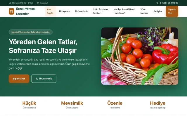 Yöresel Lezzetler için Klasik Petrol Turuncu – Yöresel Lezzetler Web Sitesi ana sayfa görünümü