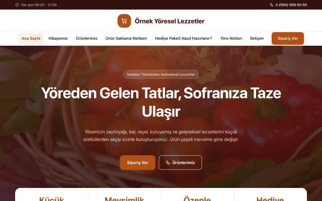 Yöresel Lezzetler için Merkez Bordo Turuncu – Yöresel Lezzetler Web Sitesi ana sayfa görünümü