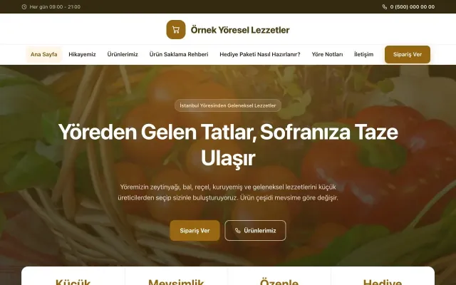 Yöresel Lezzetler için Merkez Kahve Turuncu – Yöresel Lezzetler Web Sitesi ana sayfa görünümü