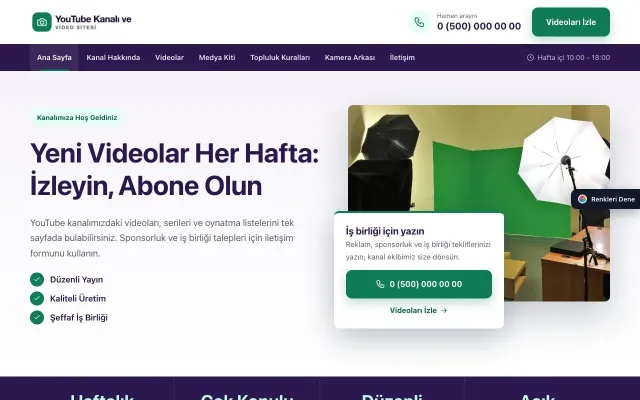 YouTube Kanalı ve Video Sitesi için Bölünmüş Mor Turkuaz – YouTube Kanalı ve Video Sitesi Web Sitesi ana sayfa görünümü