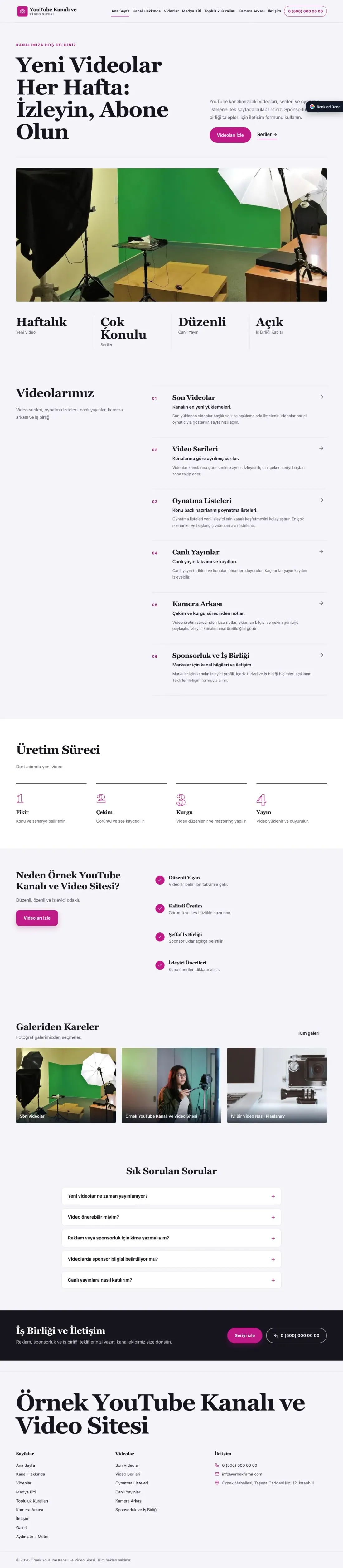 YouTube Kanalı ve Video Sitesi için Dergi Editoryal Lacivert Pembe – YouTube Kanalı ve Video Sitesi Web Sitesi ana sayfa görünümü