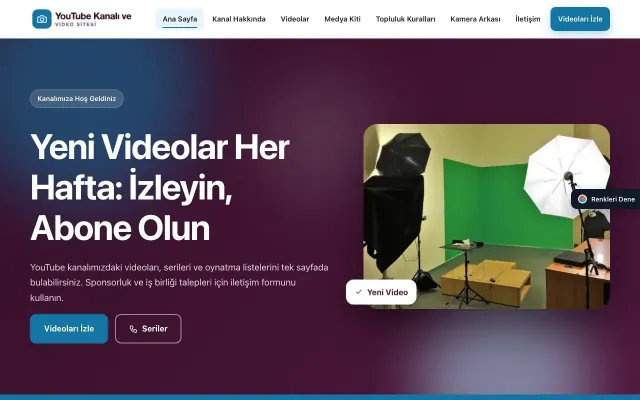 YouTube Kanalı ve Video Sitesi için Hareketli Erik Mavi – YouTube Kanalı ve Video Sitesi Web Sitesi ana sayfa görünümü