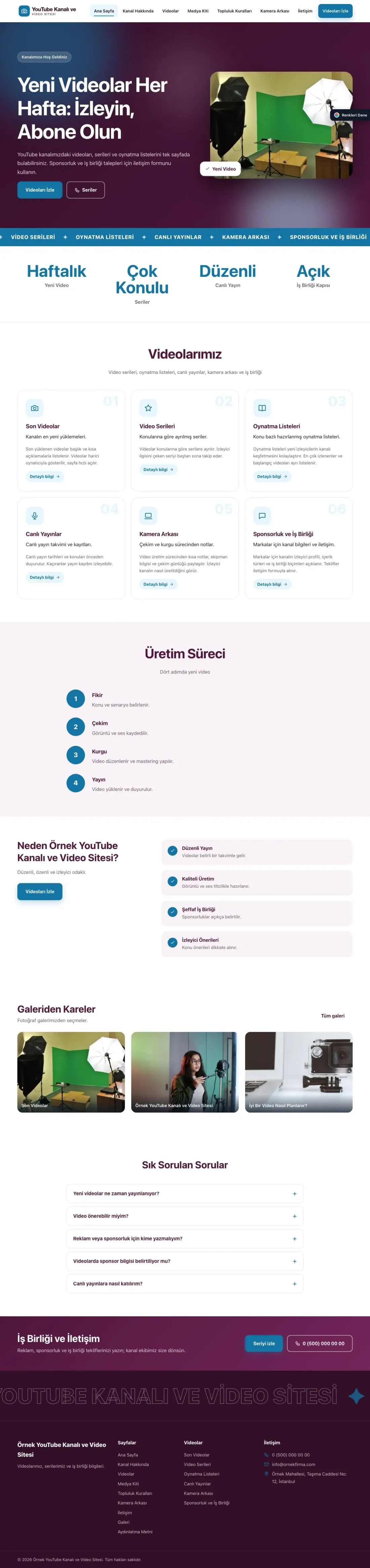 YouTube Kanalı ve Video Sitesi için Hareketli Erik Mavi – YouTube Kanalı ve Video Sitesi Web Sitesi ana sayfa görünümü