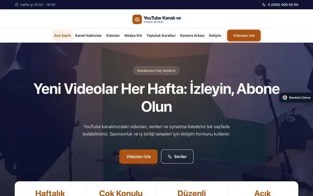 YouTube Kanalı ve Video Sitesi için Merkez Lacivert Turuncu – YouTube Kanalı ve Video Sitesi Web Sitesi ana sayfa görünümü