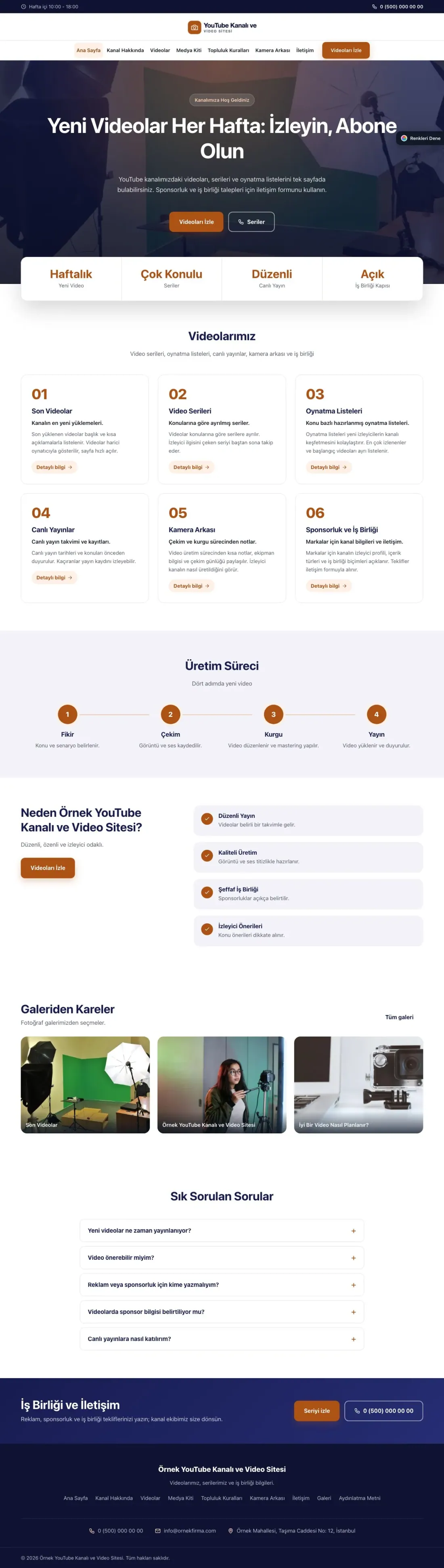 YouTube Kanalı ve Video Sitesi için Merkez Lacivert Turuncu – YouTube Kanalı ve Video Sitesi Web Sitesi ana sayfa görünümü