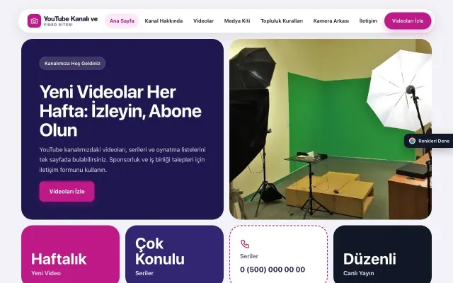 YouTube Kanalı ve Video Sitesi için Mozaik Lacivert Pembe – YouTube Kanalı ve Video Sitesi Web Sitesi ana sayfa görünümü