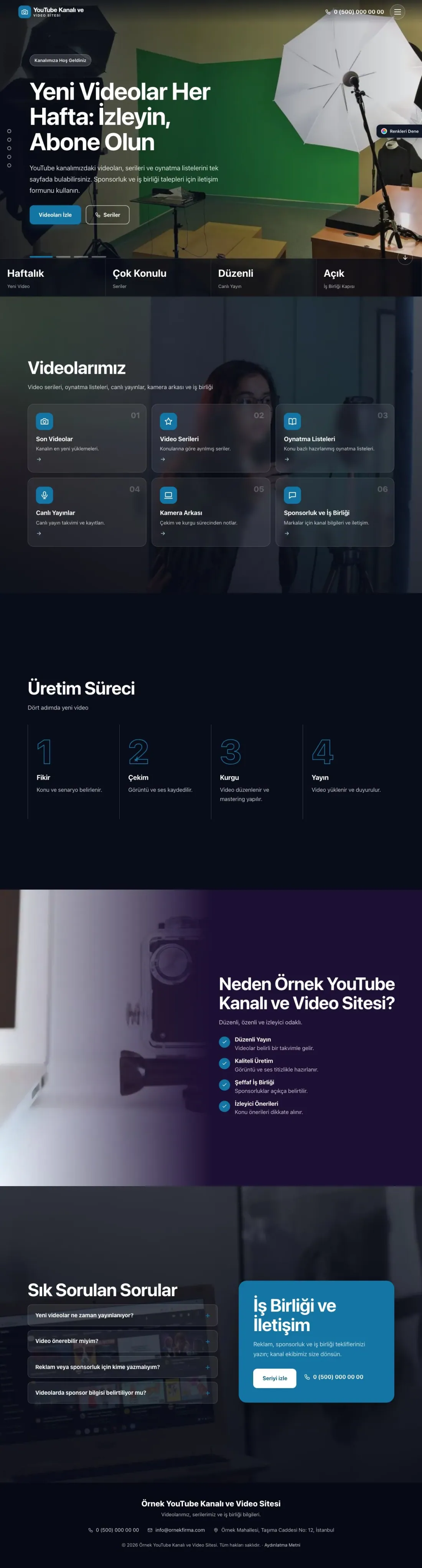 YouTube Kanalı ve Video Sitesi için Tam Ekran Mor Mavi – YouTube Kanalı ve Video Sitesi Web Sitesi ana sayfa görünümü