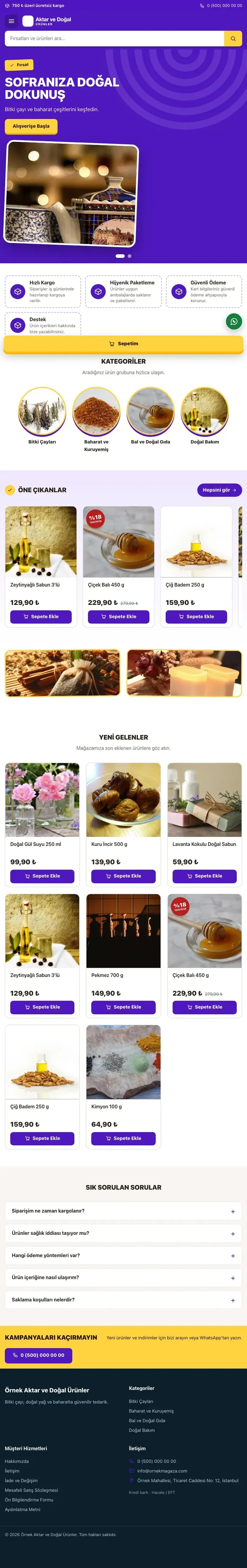 Kampanya Kahve Mor – Aktar ve Doğal Ürünler E-ticaret Sitesi tablet görünümü
