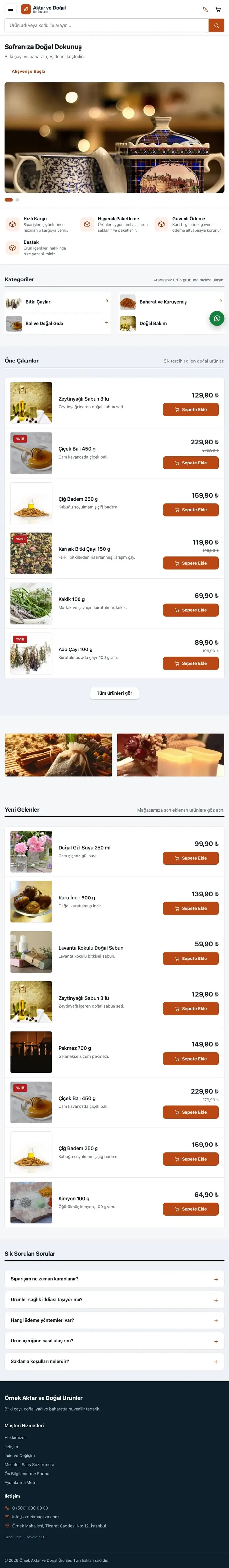 Liste Mavi Turuncu – Aktar ve Doğal Ürünler E-ticaret Sitesi tablet görünümü