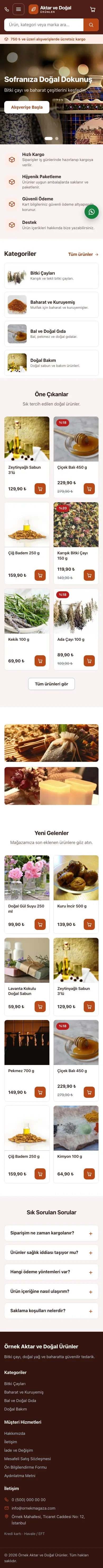 Market Bordo Turuncu – Aktar ve Doğal Ürünler E-ticaret Sitesi mobil görünümü