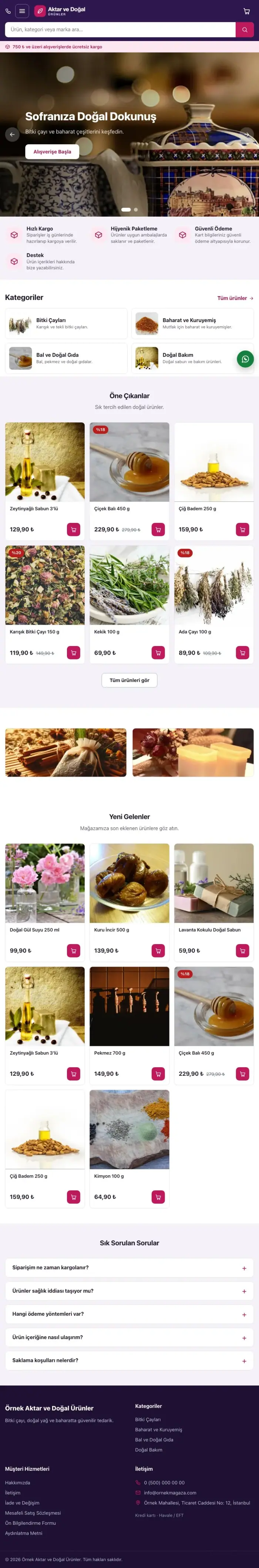 Market Mor Pembe – Aktar ve Doğal Ürünler E-ticaret Sitesi tablet görünümü