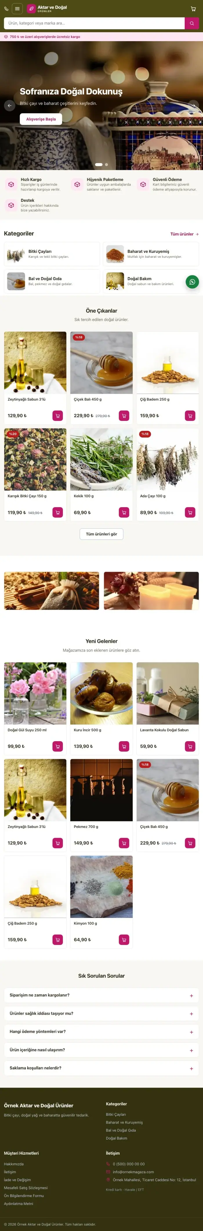 Market Zeytin Pembe – Aktar ve Doğal Ürünler E-ticaret Sitesi tablet görünümü