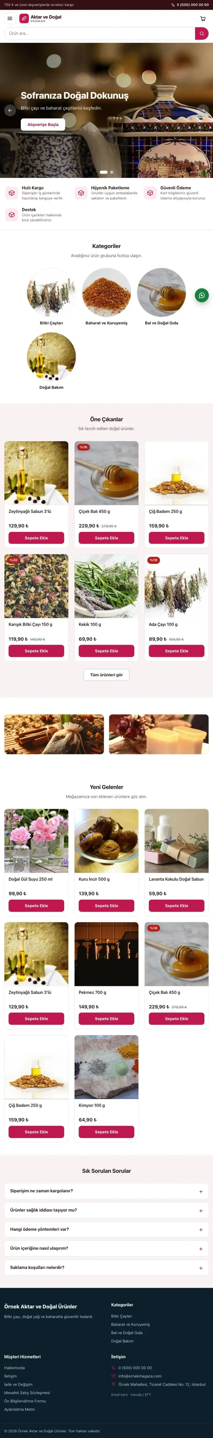 Vitrin Bordo Pembe – Aktar ve Doğal Ürünler E-ticaret Sitesi tablet görünümü