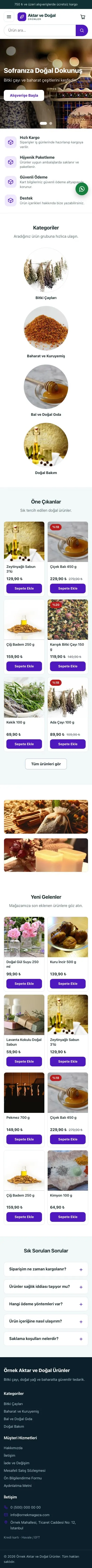 Vitrin Petrol Mor – Aktar ve Doğal Ürünler E-ticaret Sitesi mobil görünümü