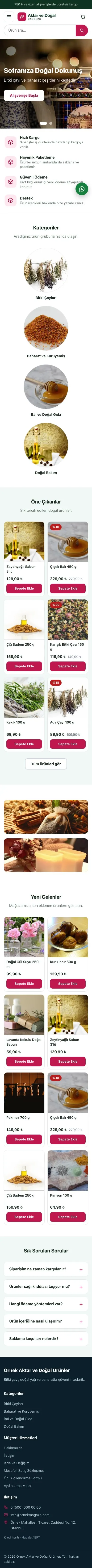 Vitrin Yeşil Pembe – Aktar ve Doğal Ürünler E-ticaret Sitesi mobil görünümü