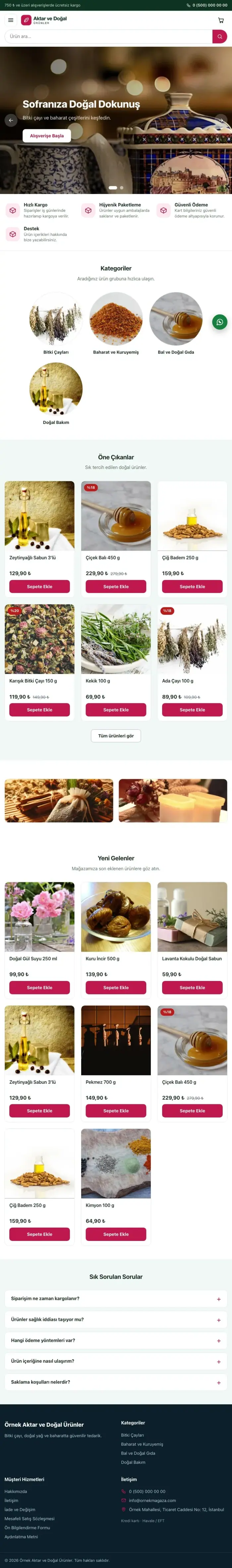 Vitrin Yeşil Pembe – Aktar ve Doğal Ürünler E-ticaret Sitesi tablet görünümü