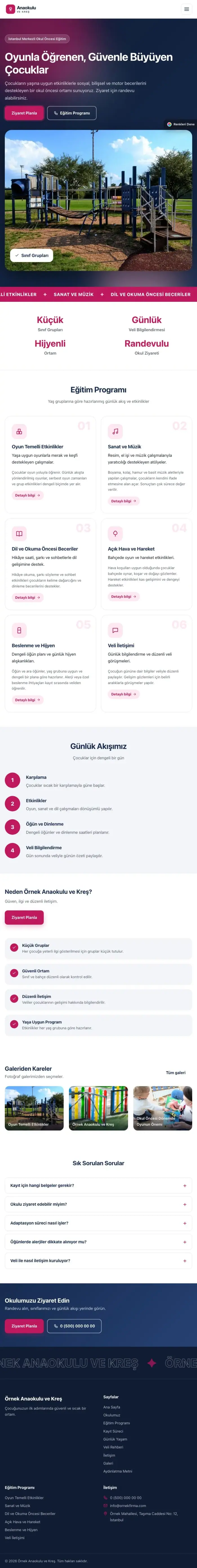 Hareketli Mavi Pembe – Anaokulu Web Sitesi tablet görünümü
