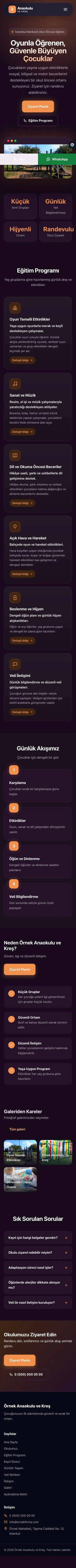 Koyu Modern Mor Turuncu – Anaokulu Web Sitesi mobil görünümü