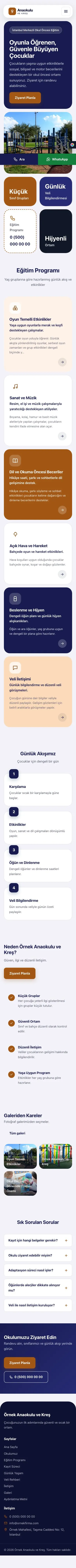 Mozaik Lacivert Turuncu – Anaokulu Web Sitesi mobil görünümü