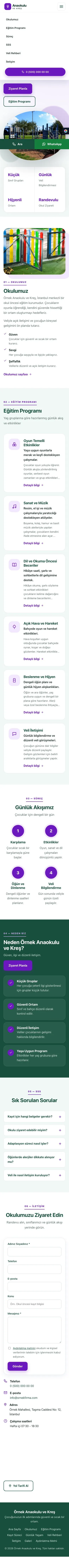 Tek Sayfa Petrol Mor – Anaokulu Web Sitesi mobil görünümü