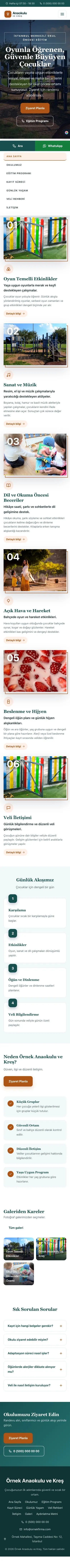 Zigzag Petrol Turuncu – Anaokulu Web Sitesi mobil görünümü