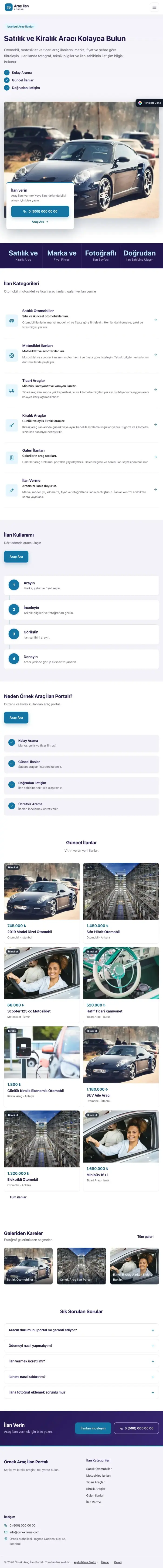 Bölünmüş Lacivert Mavi – Araç İlan Portalı Web Sitesi tablet görünümü